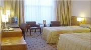 A twin room at Crown Hotel Moran